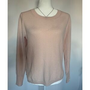 J.Crew Womens 100% Cashmere Crewneck Sweater Light Pink Size M Long Sleeve Knit